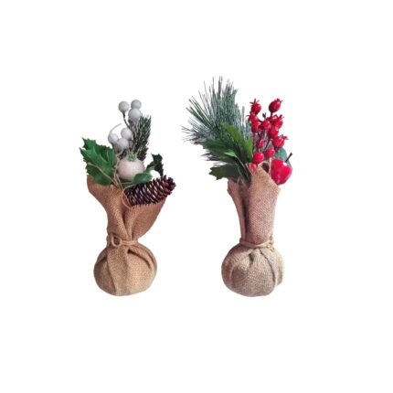 Χριστουγεννιάτικο πουγκί με κλωνάρια γκι