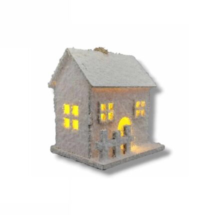 Χριστουγεννιάτικο ξύλινο χιονισμένο σπιτάκι μπαταρίας φωτιζόμενο